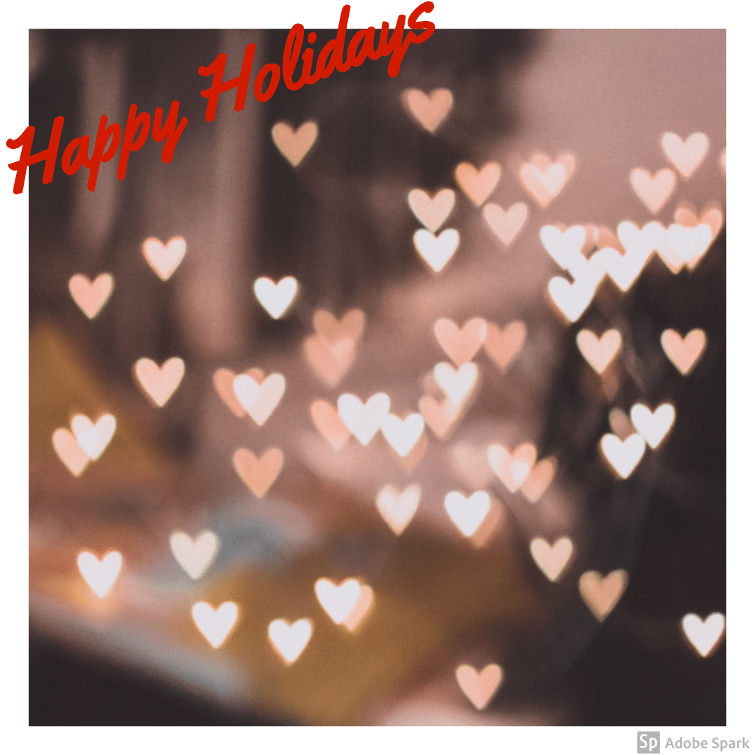 heart shaped twinkle lights with text, Happy Holidays
