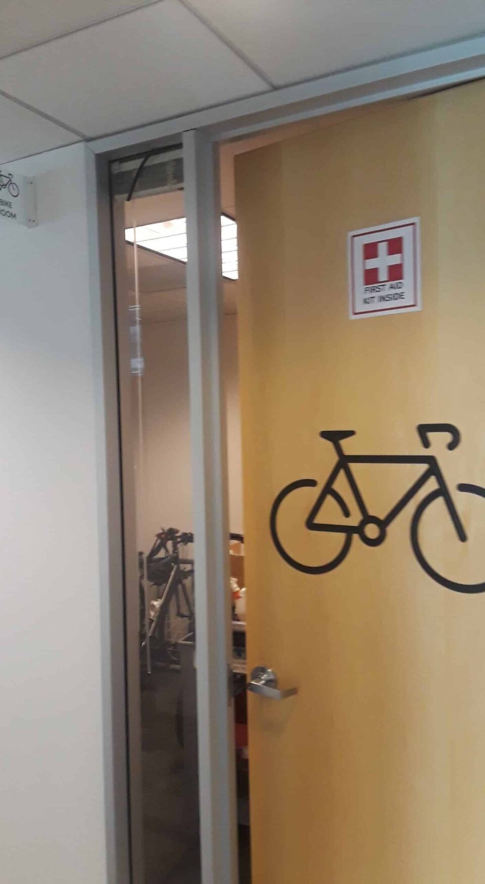 Databricks Renovates San Francisco Offices with bicycle decal on door