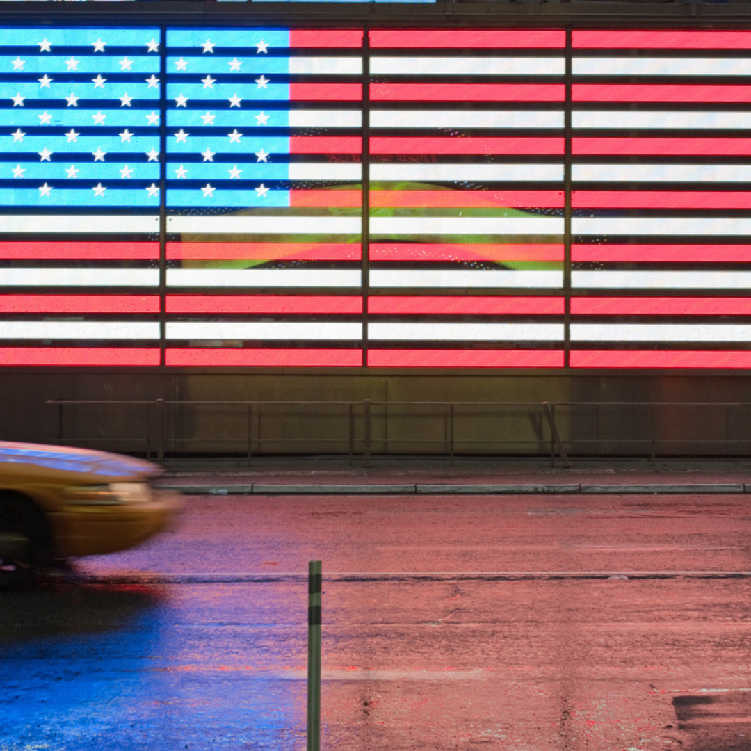 american flag in digital signage