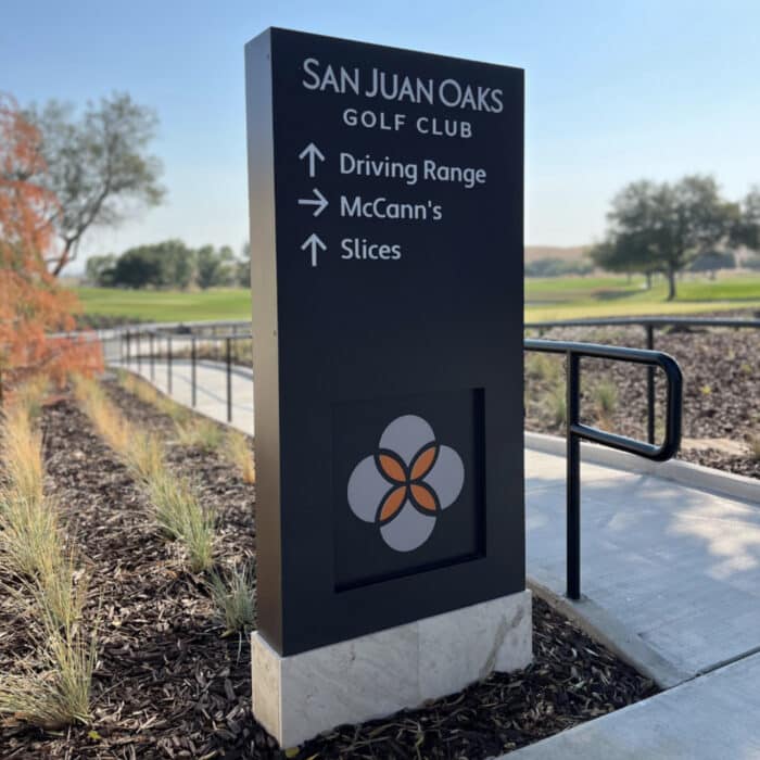 San Juan Oaks Exterior Signage for easy wayfinding