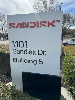SanDisk's rebrand with exterior wayfinding signage by BLR Visual Communications