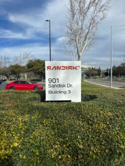 SanDisk's rebrand with exterior wayfinding signage by BLR Visual Communications