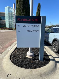SanDisk's rebrand with exterior wayfinding signage by BLR Visual Communications