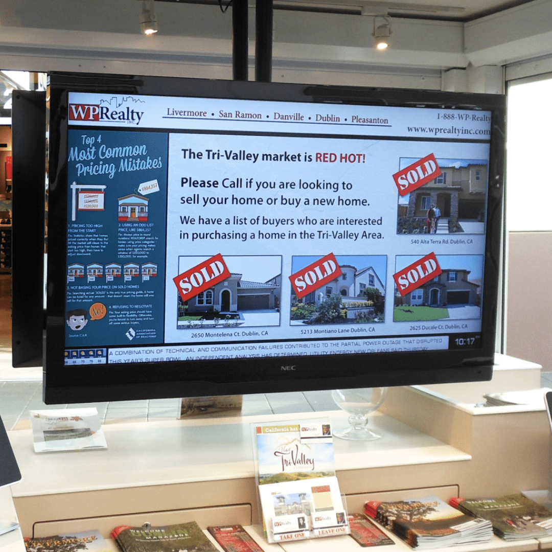 WPRealty Kiosk with housing market LED screens - outdoor digital signage