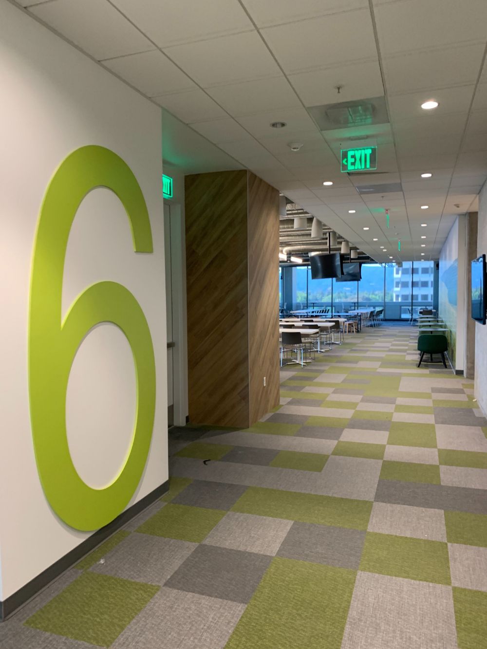 Splunk new office building branding opened 2020_4 Modern office hallway with oversized number six wall signage