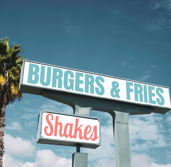 Burgers Fries Pylon Sign