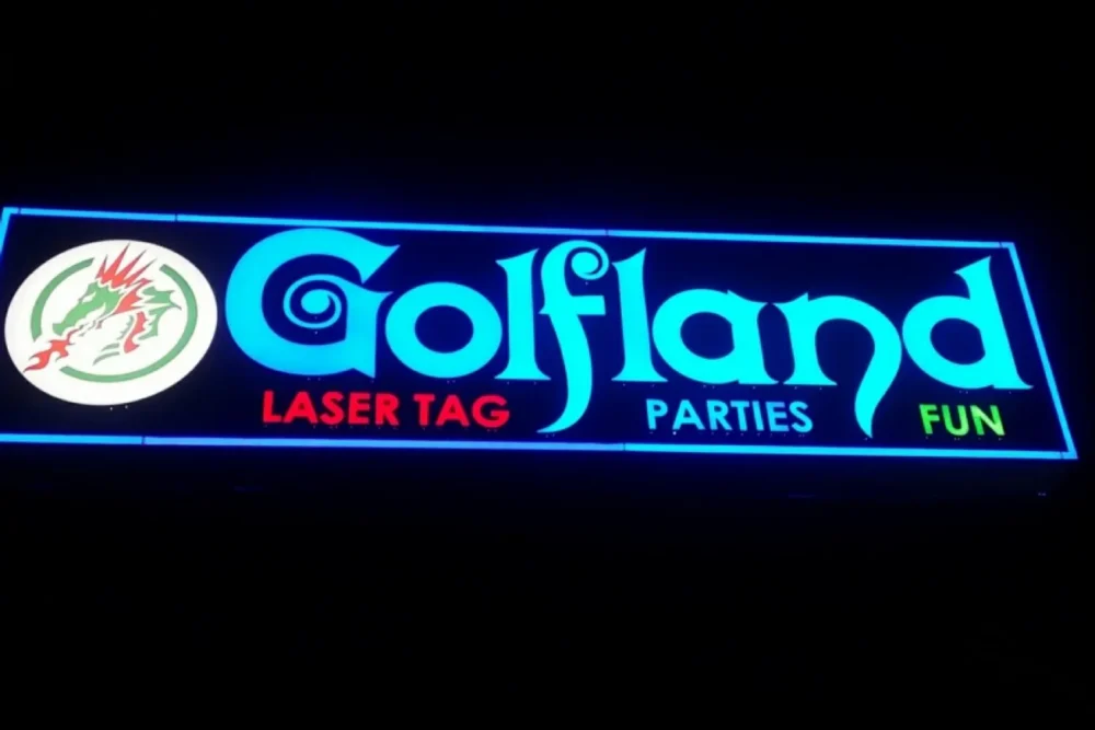 Golfland illuminated retail sign by BLR Visual Communications