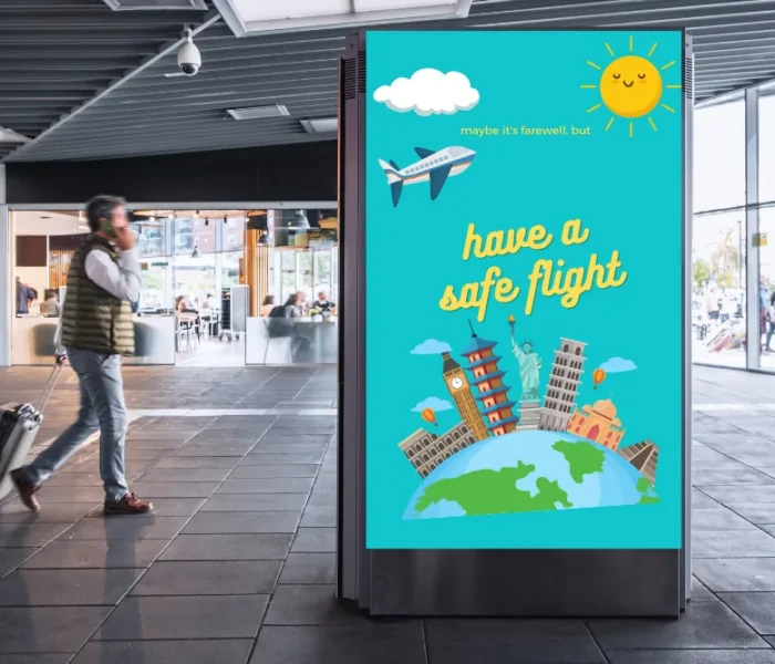 Airport digital signage display by BLR Visual Communications